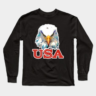 Red USA Eagle Head Long Sleeve T-Shirt